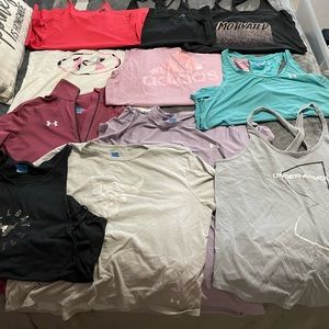 11pc mixed lot workout tops (adidas/ under armour/ Reebok)